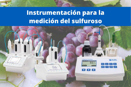 Instrumentos de medición del sulfuroso en el proceso de vinificación, con varios equipos de laboratorio especializados sobre un fondo de racimos de uvas